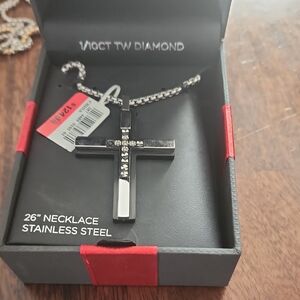 Stainless Steel Black Cross Necklace